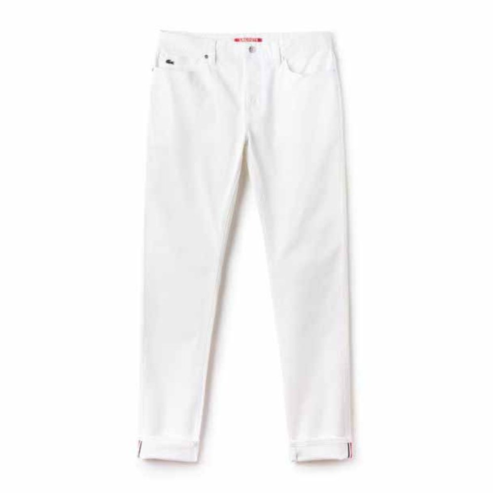 Lacoste Live! slim fit white jeans with button fly